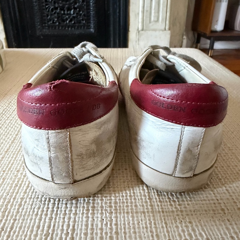 Golden Goose Superstar White & Red Sneakers - size 8 - Picture 8 of 10